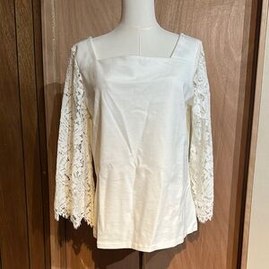 Ralph Lauren medium Elegant White Lace Sleeve Women's Top